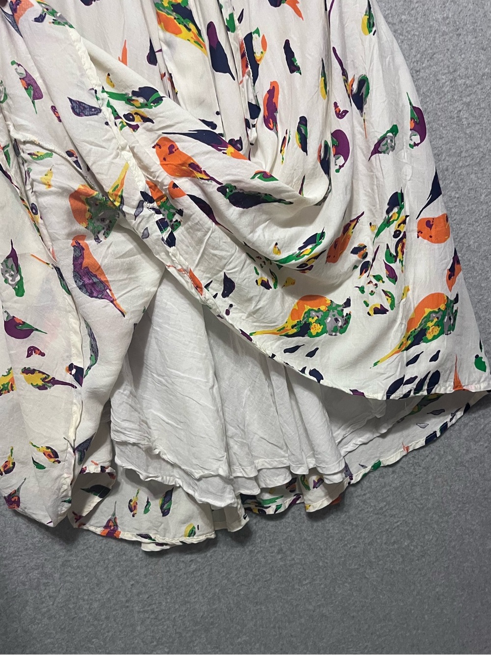 Porridge Anthropologie Midi Skirt with Multicolor bird print a-line - Picture 5 of 10
